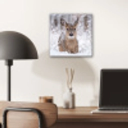 Hert - Sneeuw - Bos - Dieren - Vertederend aluminium wit klein -sfeer5