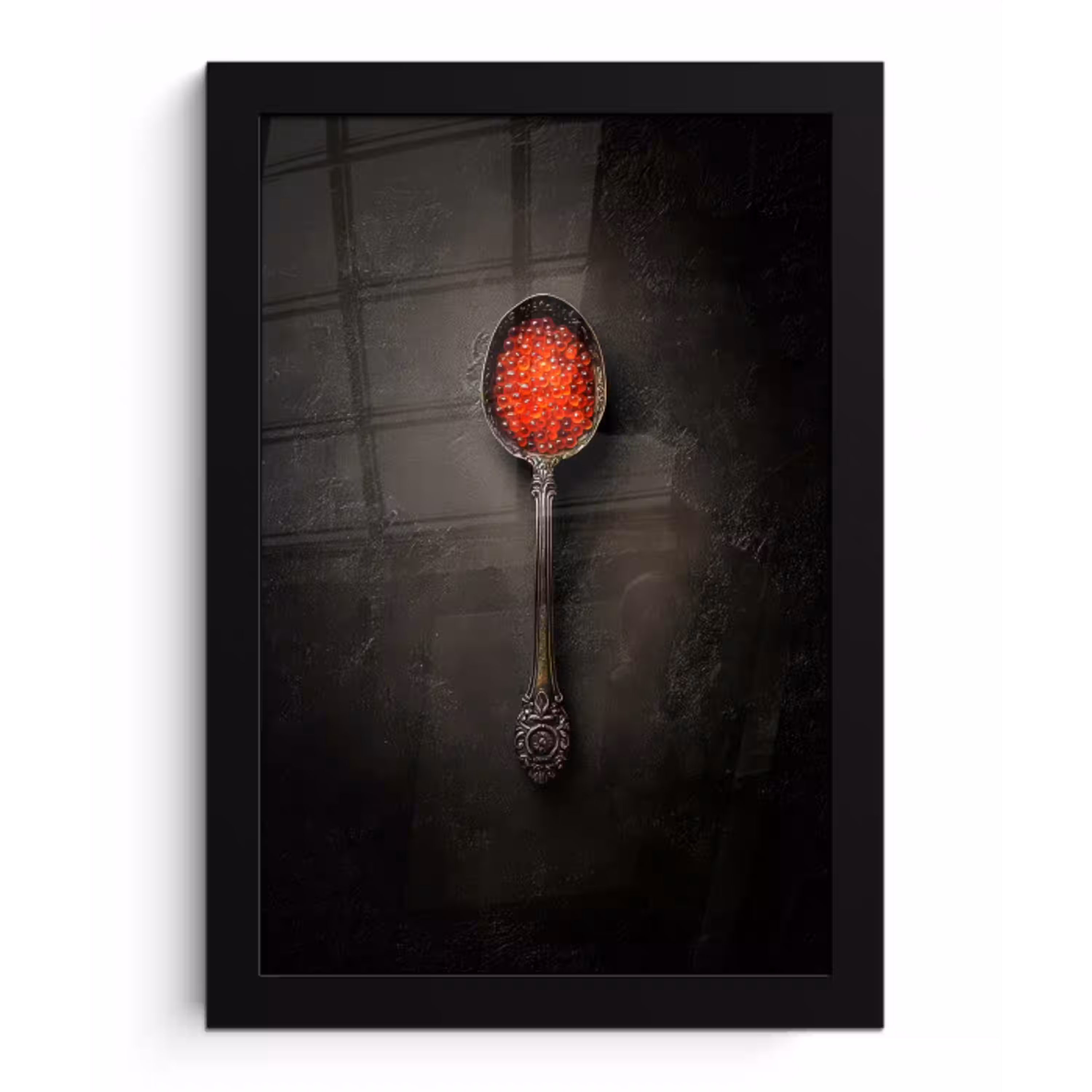Zwart - Lepel - Caviar fotolijst zwart zonder passe partout klein -3d