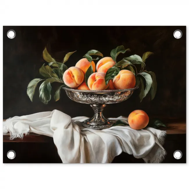 Stilleven - Perziken - Vintage tuinposter los doek klein -3d