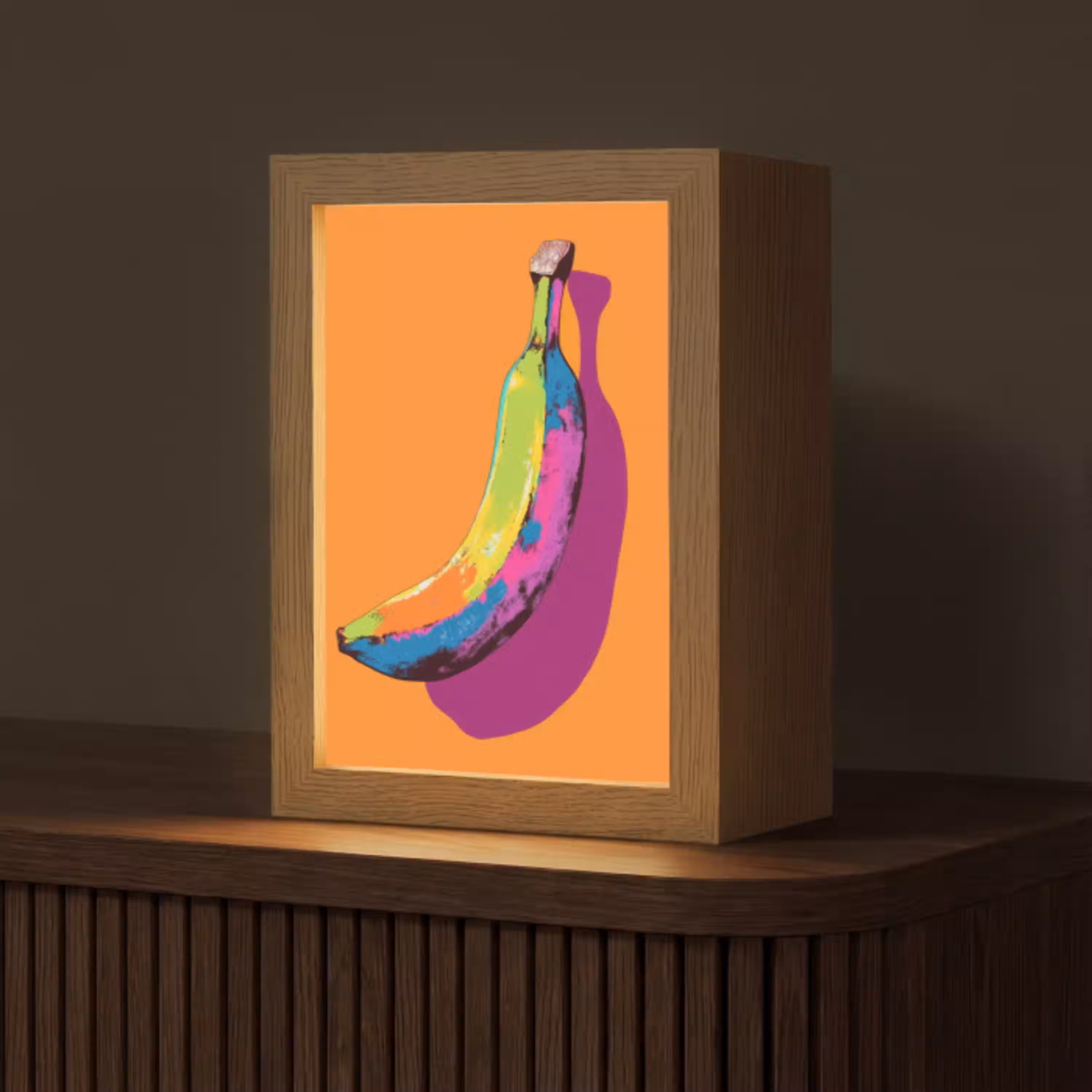 Felle kleuren - Banaan - popart Light Box met kabel (Tafellamp) klein -z3d_website