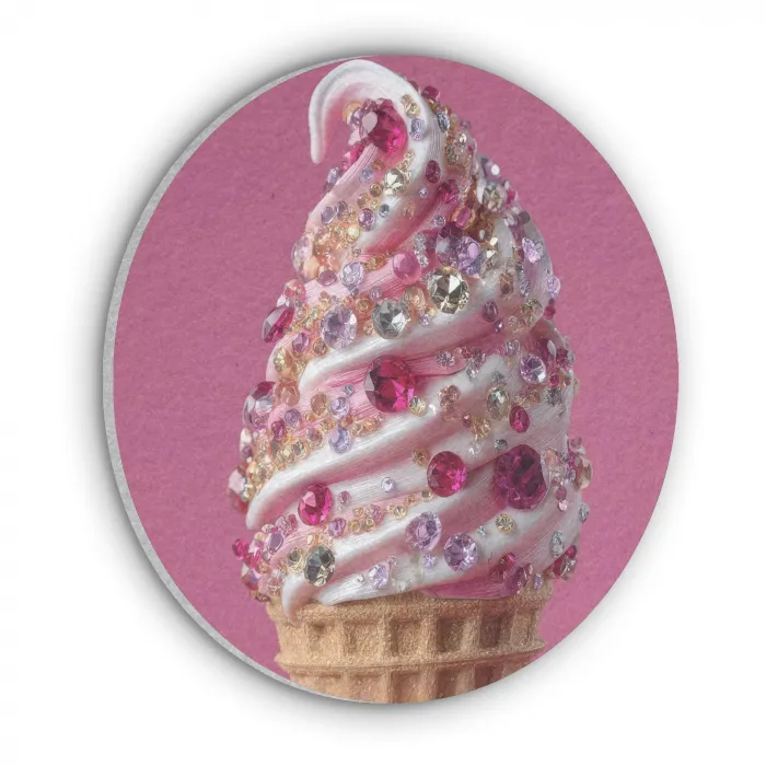Softijs - Edelstenen - Roze - Hoorntje Akoestische PET Vilt - Rond klein -3d