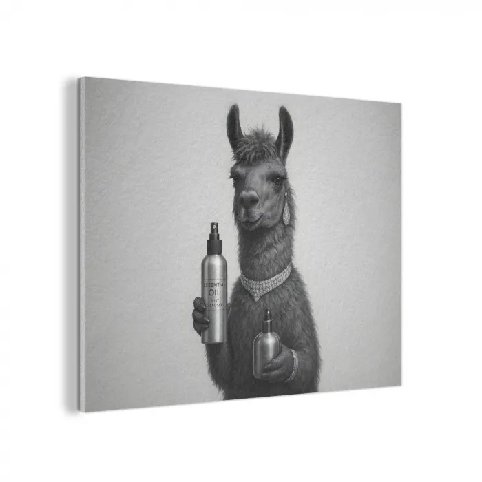 Lama - Flessen - Zwart - Wit PET vilt klein -3d