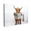 Schotse hooglander - Krant - Toilet - WC - Wit - Koe canvas 2cm klein -z3d