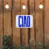 Ciao - Hoofdletters - Blauw - Minimalistisch tuinposter los doek klein -sfeer1