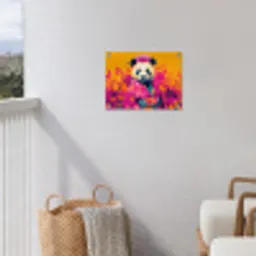 Kimono - Roze - Panda - Bloemenkroon tuinposter los doek klein -sfeer8
