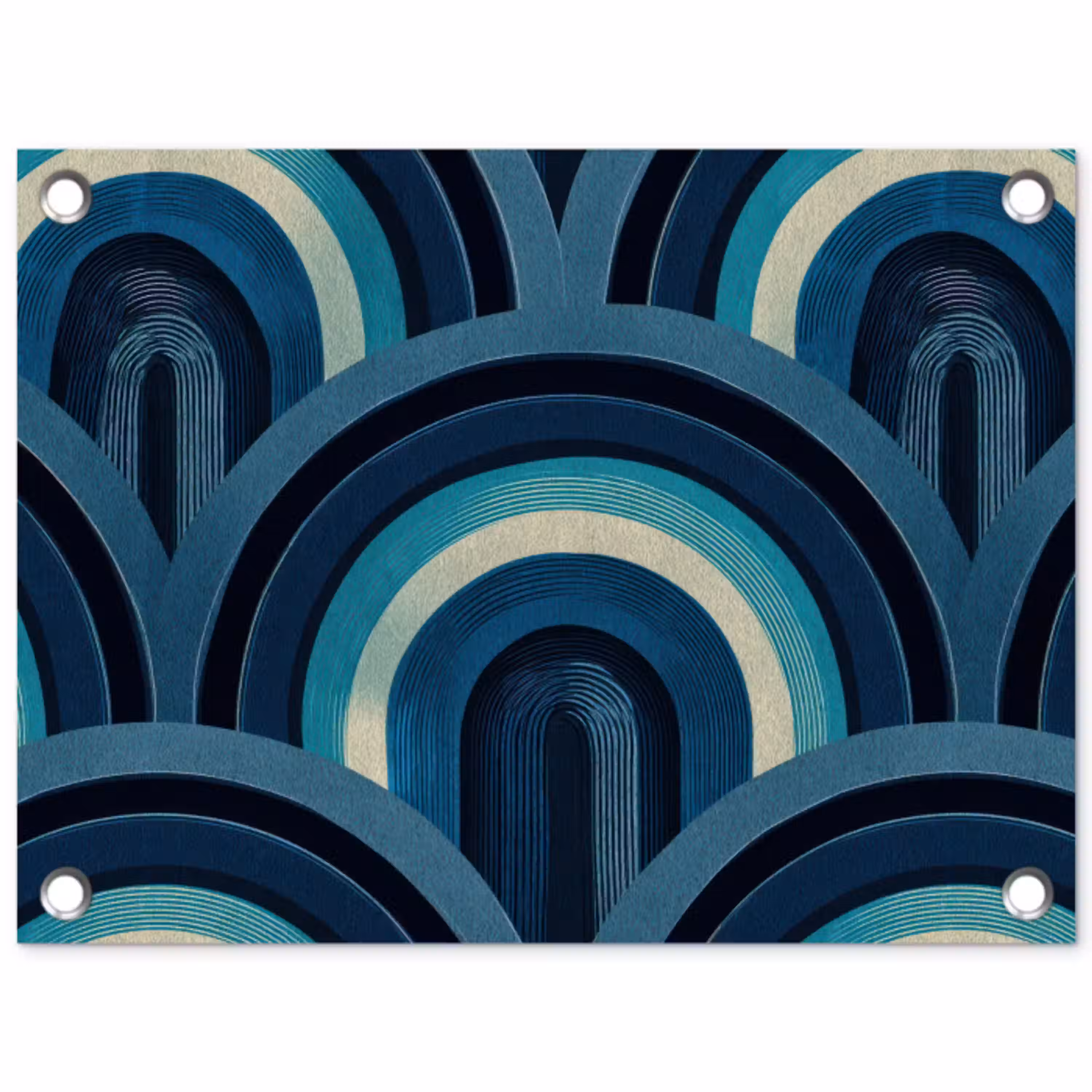Bogen - Geometrisch - Patroon - Blauw - Retro tuinposter los doek klein 239 -3d