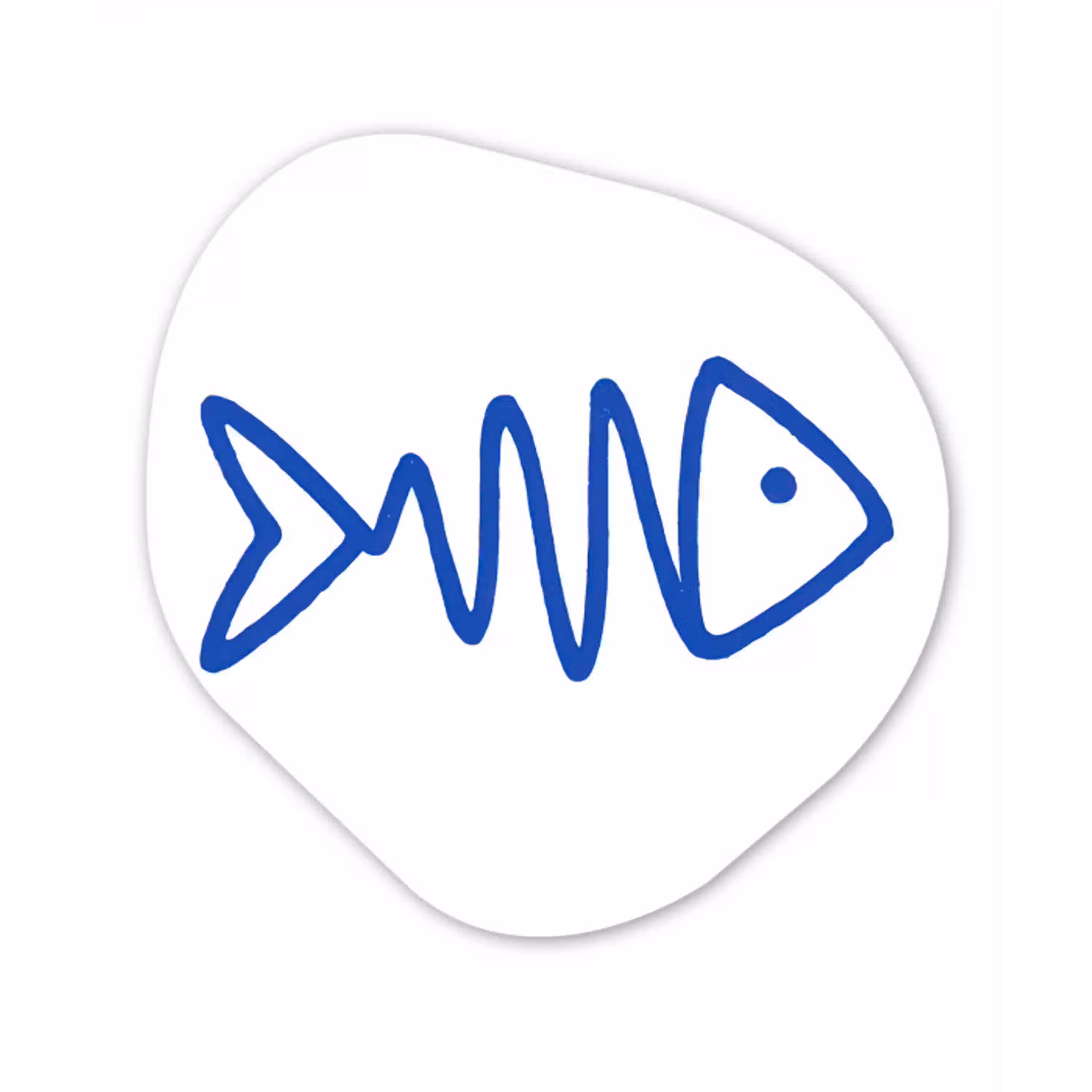 Vis - Minimalistisch - Blauw - Lijn Wandcirkel Organisch Aluminium middel -3d
