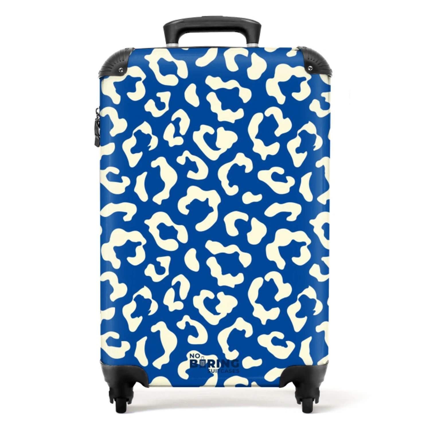 Dierenprints - Panterprint koffer in blauw en wit NBS - Handbagage koffer - Unisex middel -productfoto_recht