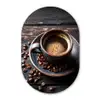 Kop - Koffie - Hout - Bonen Wandcirkel Ovaal Glas middel -3d