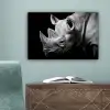 Dieren - Neushoorn - Zwart - Wit - Portret canvas 2cm klein -sfeer4