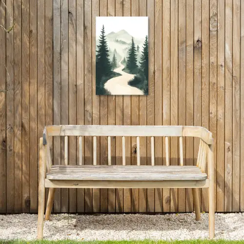 Pad - Bomen - Bos - Illustratie Tuinposter op houten frame 2 cm dik klein -sfeer4