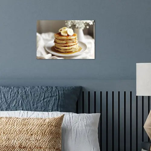 Pannenkoeken - Banaan - Siroop - Wit - Beige poster papier klein -sfeer2