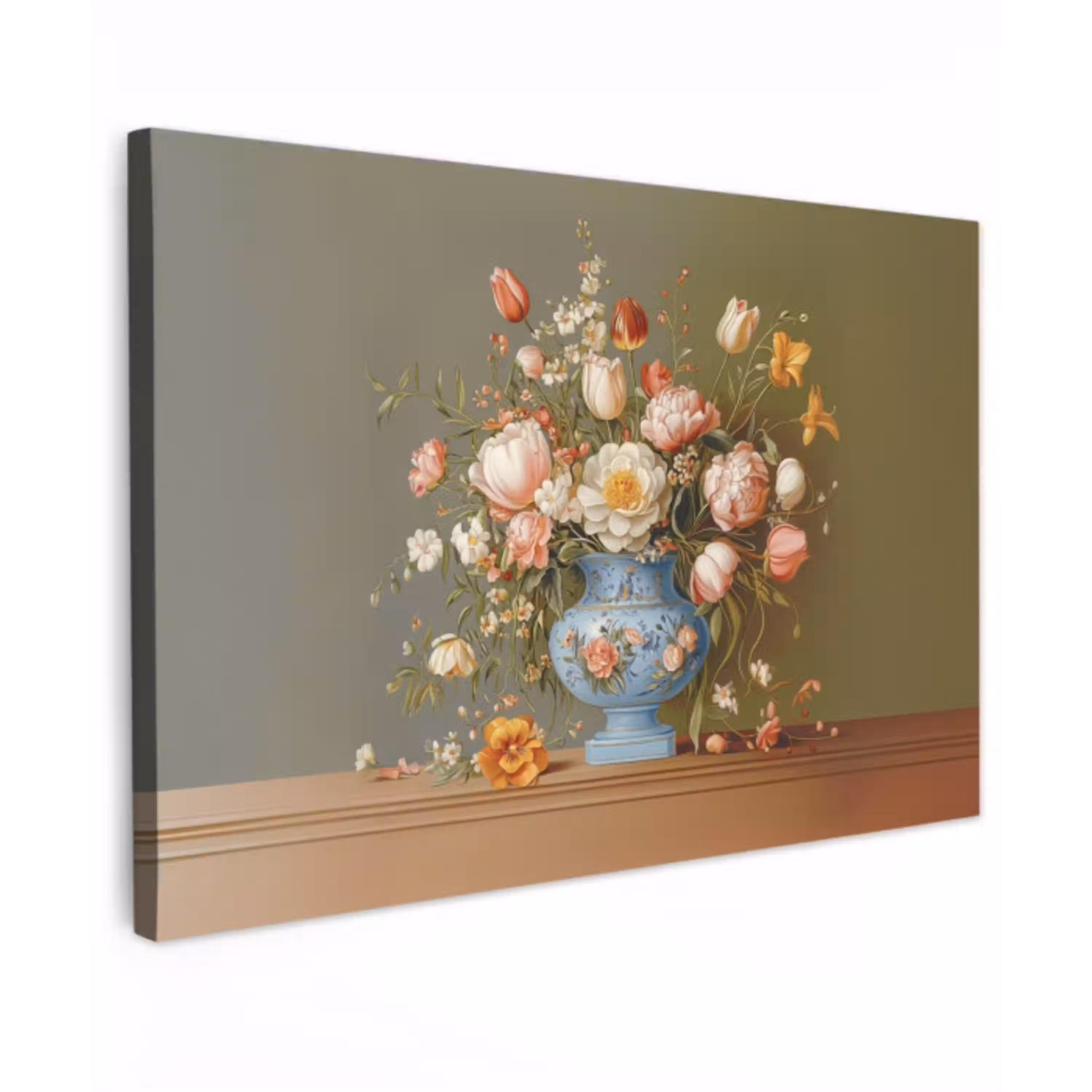 Neutral - Bloemen - Boeket - Vaas Tuinposter op houten frame 2 cm dik klein -3d