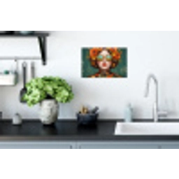 Portret - Vrouw - Kleurrijk - Expressief Muursticker klein -keuken