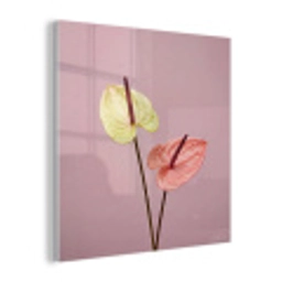 Bloemen - Anthuriums - Geel - Roze plexiglas 5mm klein -z3d