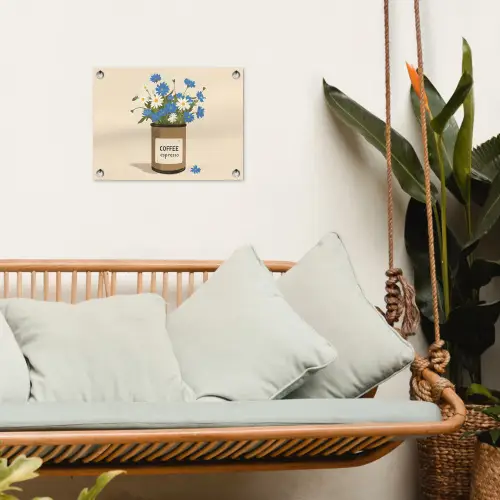 Coffee - Blik - Minimalistisch - Bloemen tuinposter los doek klein -sfeer7