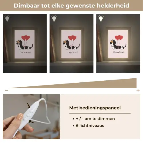 Hond - Teckel - Valentijn - Love Light Box met kabel (Wandlamp) klein -USP_dimbaarNL