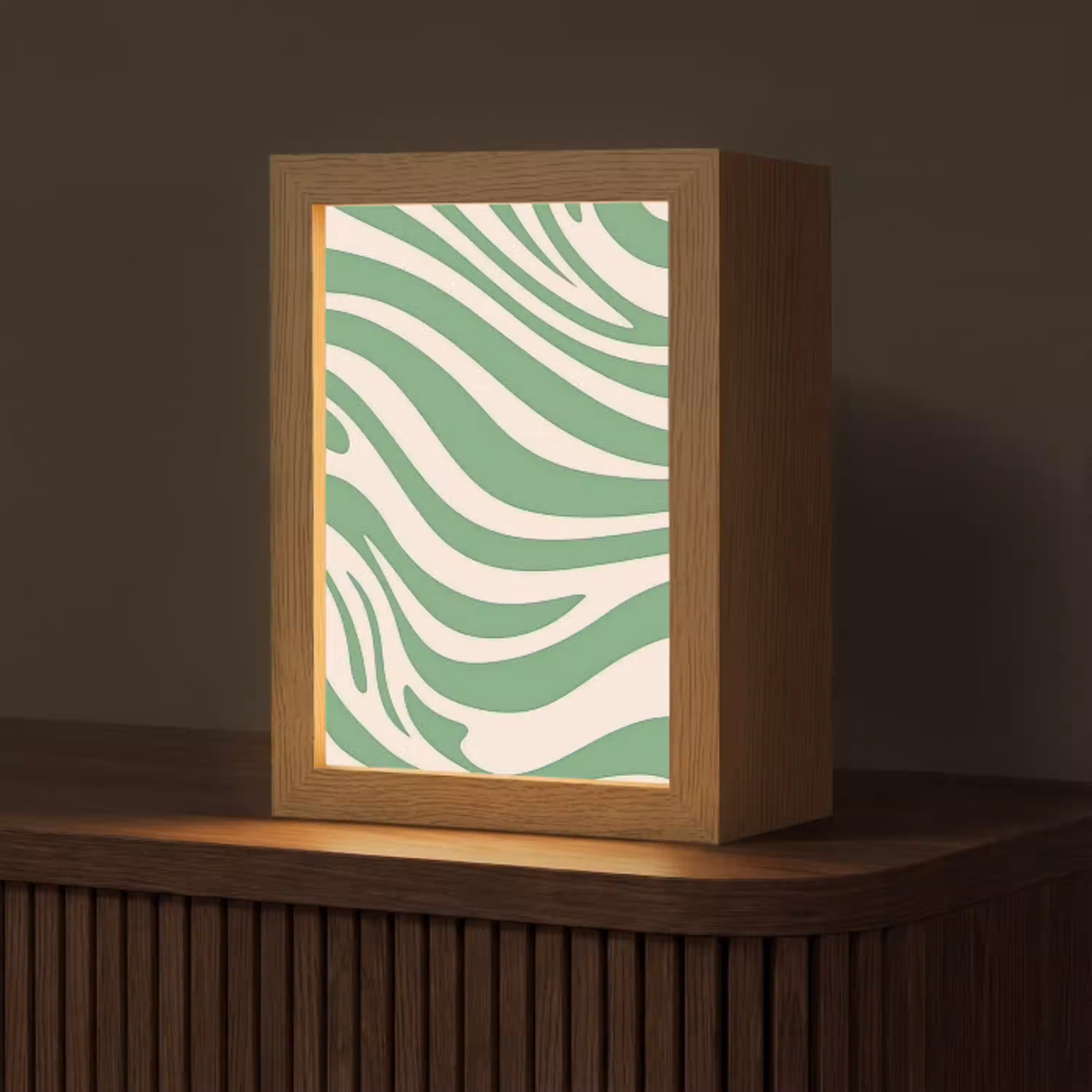 Zebrapatroon - Groen - Retro Light Box met kabel (Tafellamp) klein -z3d_website