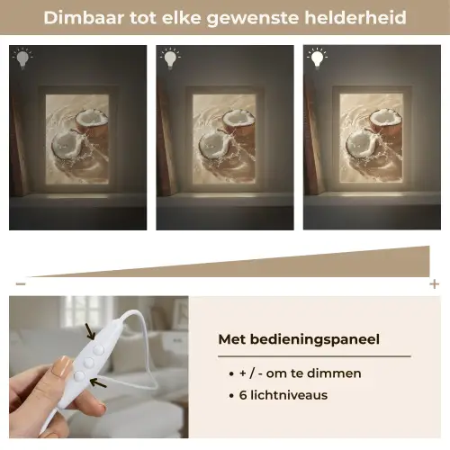 Kokosnoot - Water - Beige - Spetters Light Box met kabel (Tafellamp) klein -USP_dimbaarNL