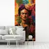 Vrouw - Bloemen - Papegaai - Schilderachtig fotobehang vinyl groot -woonkamer