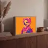Kimono - Hondje - Bloemenkroon - Oranje Light Box met batterij (Wandlamp) middel -sfeer2