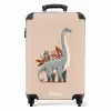 Blauwe dinosaurus op een beige achtergrond NBS - Handbagage koffer - Volwassenen Unisex middel -productfoto_recht