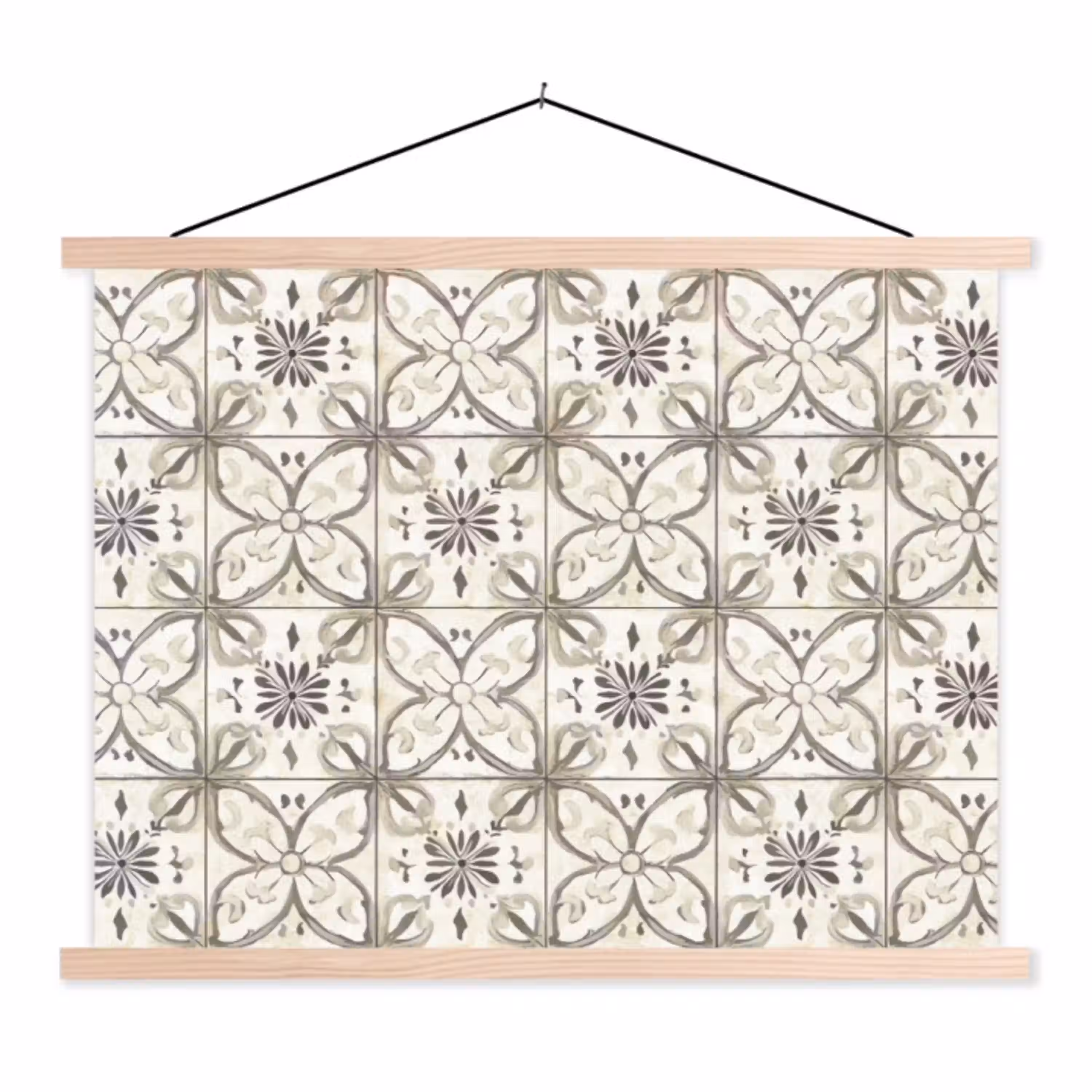 Antiek - Tegel - Beige textielposter latten blank klein 122 -3d