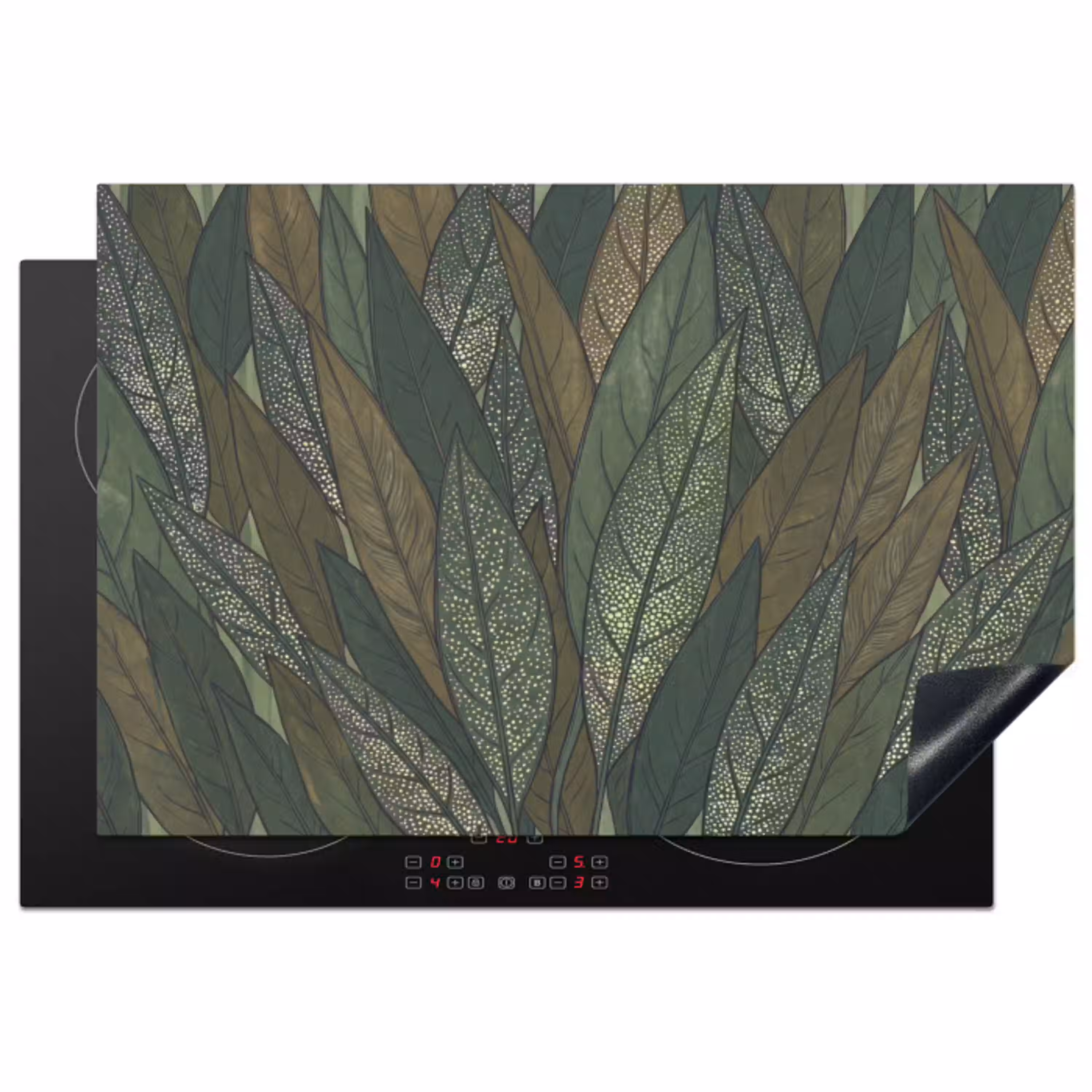 Bladeren - Patroon - Gestippeld - Natuur - Groen Inductie beschermer vinyl 3mm klein -3d