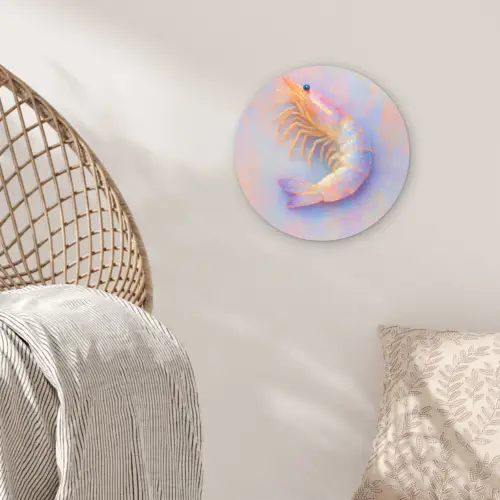 Garnaal - Subtiele structuur - Blauw - Roze Wandcirkel plexiglas klein -sfeer5