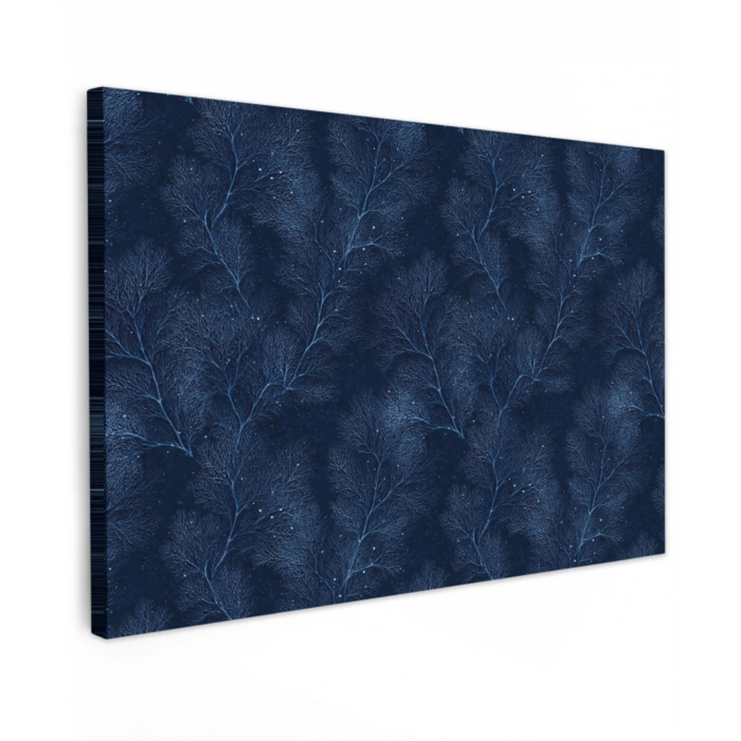 Koraal - Takken - Patroon - Nachtblauw canvas 2cm klein 34 -z3d
