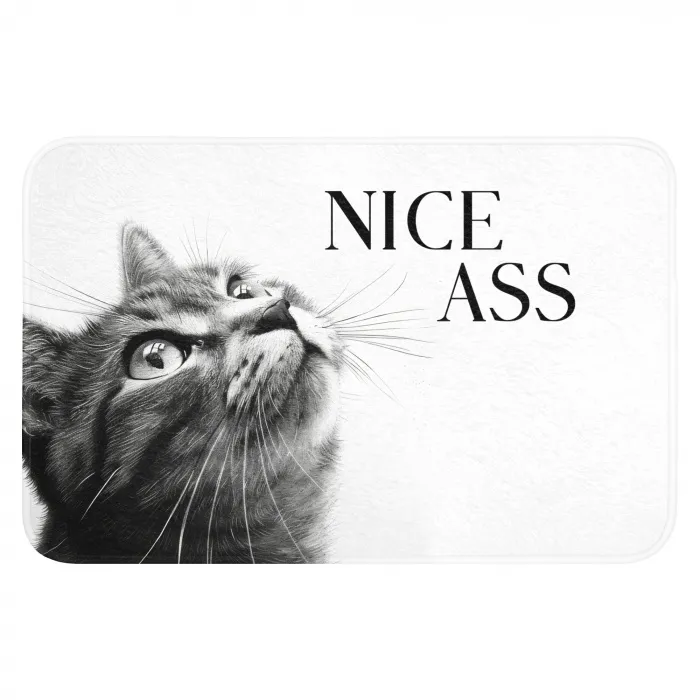 Katten - Nice ass - Quote - Zwart wit - Spreuken WCmat klein -3d