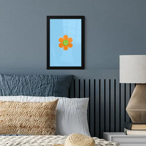 Bloem - Smiley - Kleurrijk fotolijst zwart zonder passe partout klein -sfeer3