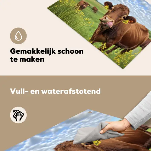 Koe - Weide - Bloemen Inductie beschemer met haakjes klein -ky-schoon-nl