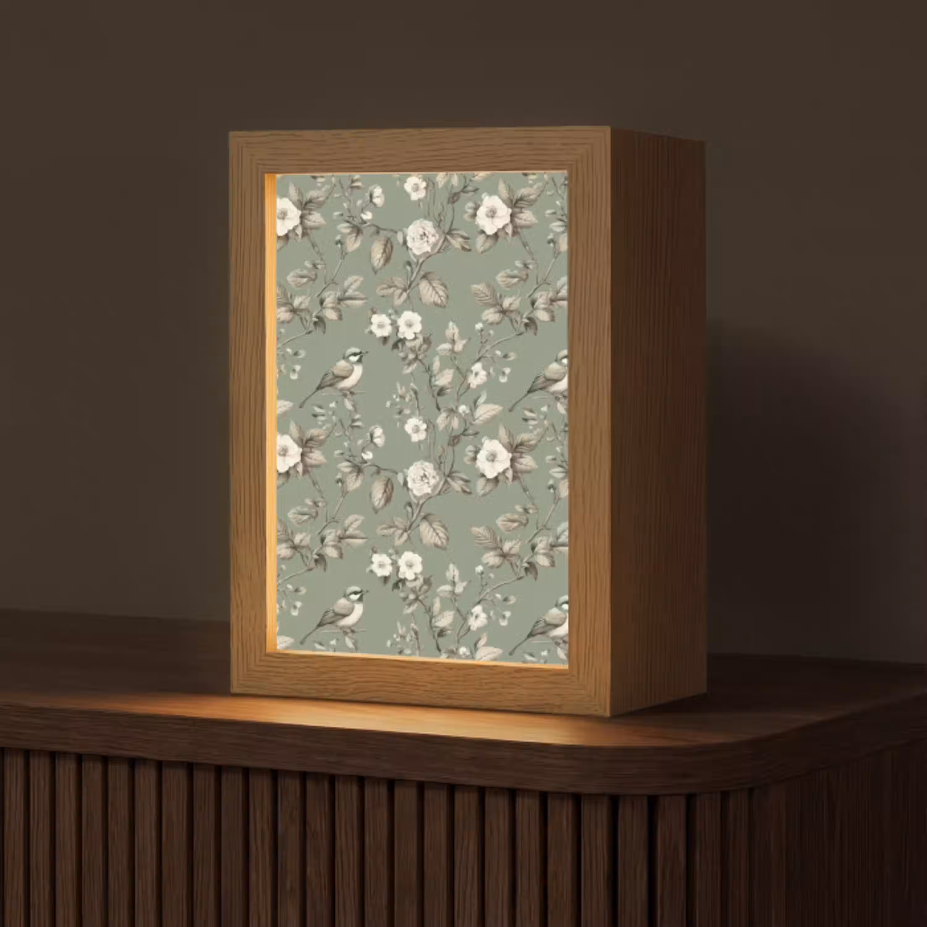 Botanisch - Vogels - Groen Light Box met kabel (Tafellamp) klein 925 -z3d_website
