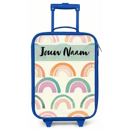 Regenboog - Pastel - Patroon Kinderkoffer - Blauw klein -zz3dotto
