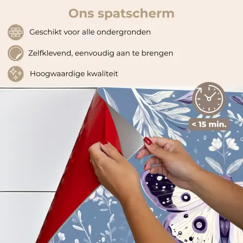 Vlinder - Bloemtakken - Lichtblauw keuken achterwand spatscherm klein -spatscherm_NL