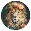 Leeuw - Leeuwenkop - Wilde dieren - Bloemen Wandcirkel kunststof plaat 5mm dik klein -3d