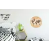 Wereldkaart - Beige - Bruin Wandcirkel aluminium klein -kinderkamer