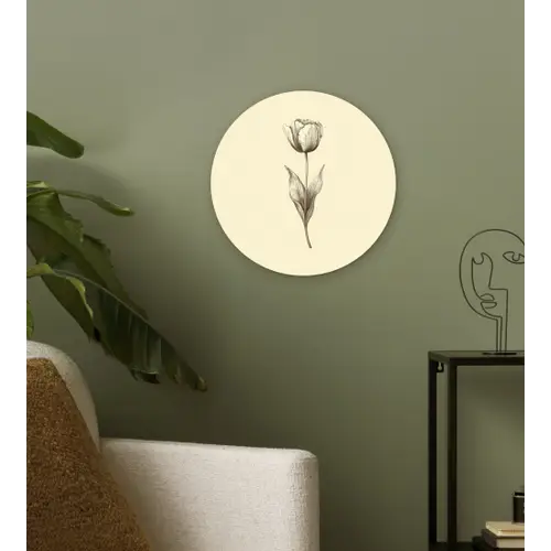 Illustratie - Tulp - Zwart Wandcirkel kunststof plaat 5mm dik klein -sfeer3