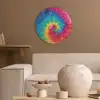 Regenboog - Tie dye - Kleurrijk - Blauw Akoestische PET Vilt - Rond klein -sfeer1