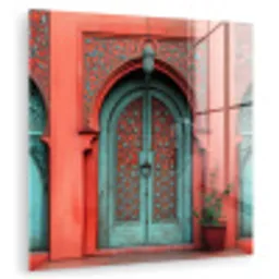 Lantaarn - Deur - Turquoise plexiglas 5mm klein -zzzproduct_nieuw