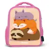 Dieren - Slapen - Samen Kinderrugzak - Roze middel -3d