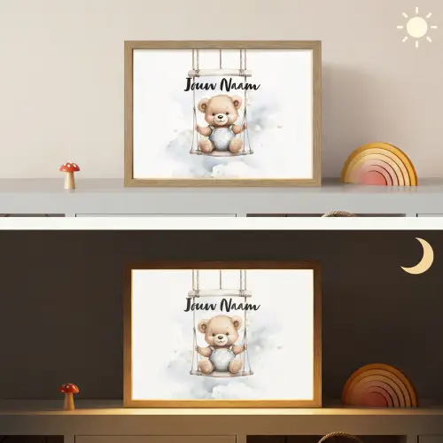 Beer - Baby - Dier - Kinderen Light Box met batterij (Wandlamp kind) middel -sfeer3_kind