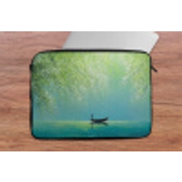 Bootje - Water - Bladeren - Bloesems laptophoes neopreen klein -tafel