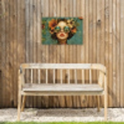 Vrouw - Bloemen - Vlinders - Natuur - Vintage Tuinposter op houten frame 2 cm dik klein -sfeer4