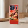 Kameel - Gekleurd tapijt - Duinen - Rode zon Telefoonhoesje iPhone 17 Pro klein -sfeer2