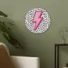 Bliksem - Roze - Stippen Akoestische PET Vilt - Rond klein -sfeer2
