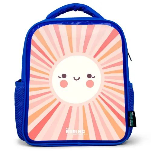 Ronde zon met gezicht Kinderrugzak - Blauw middel -3d
