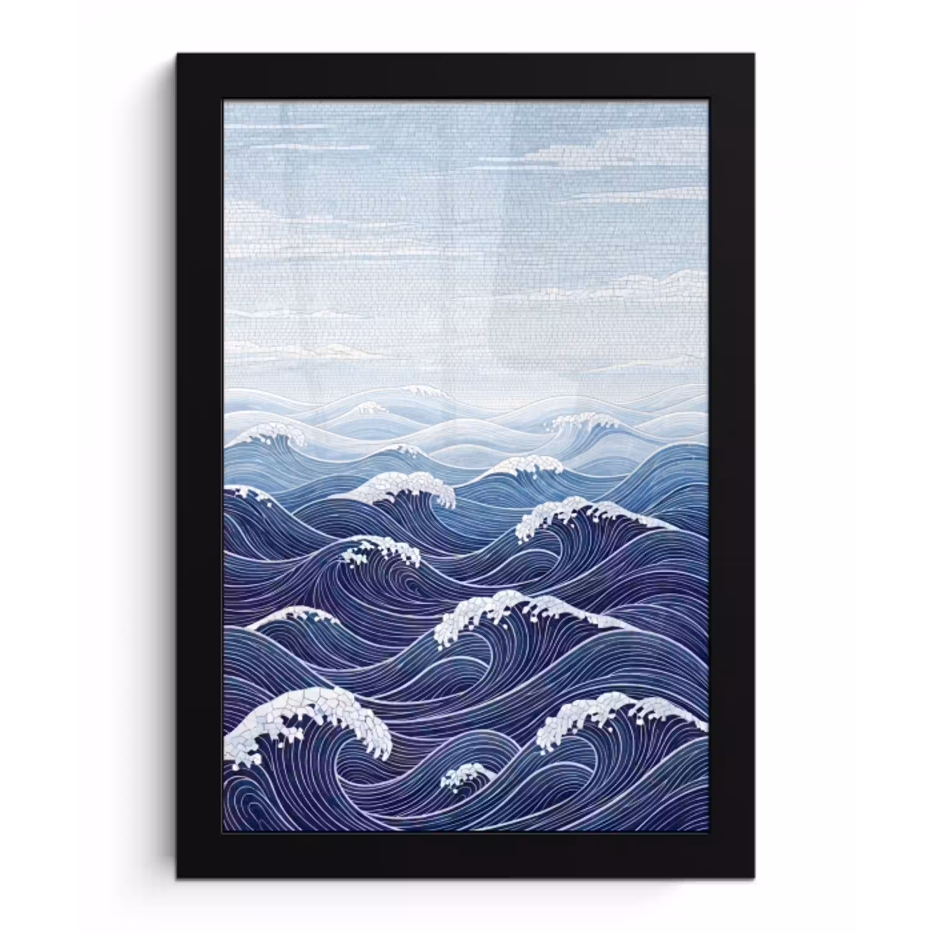 Water - Mozaïek - Landschap - Modern - Blauw fotolijst zwart zonder passe partout klein -3d
