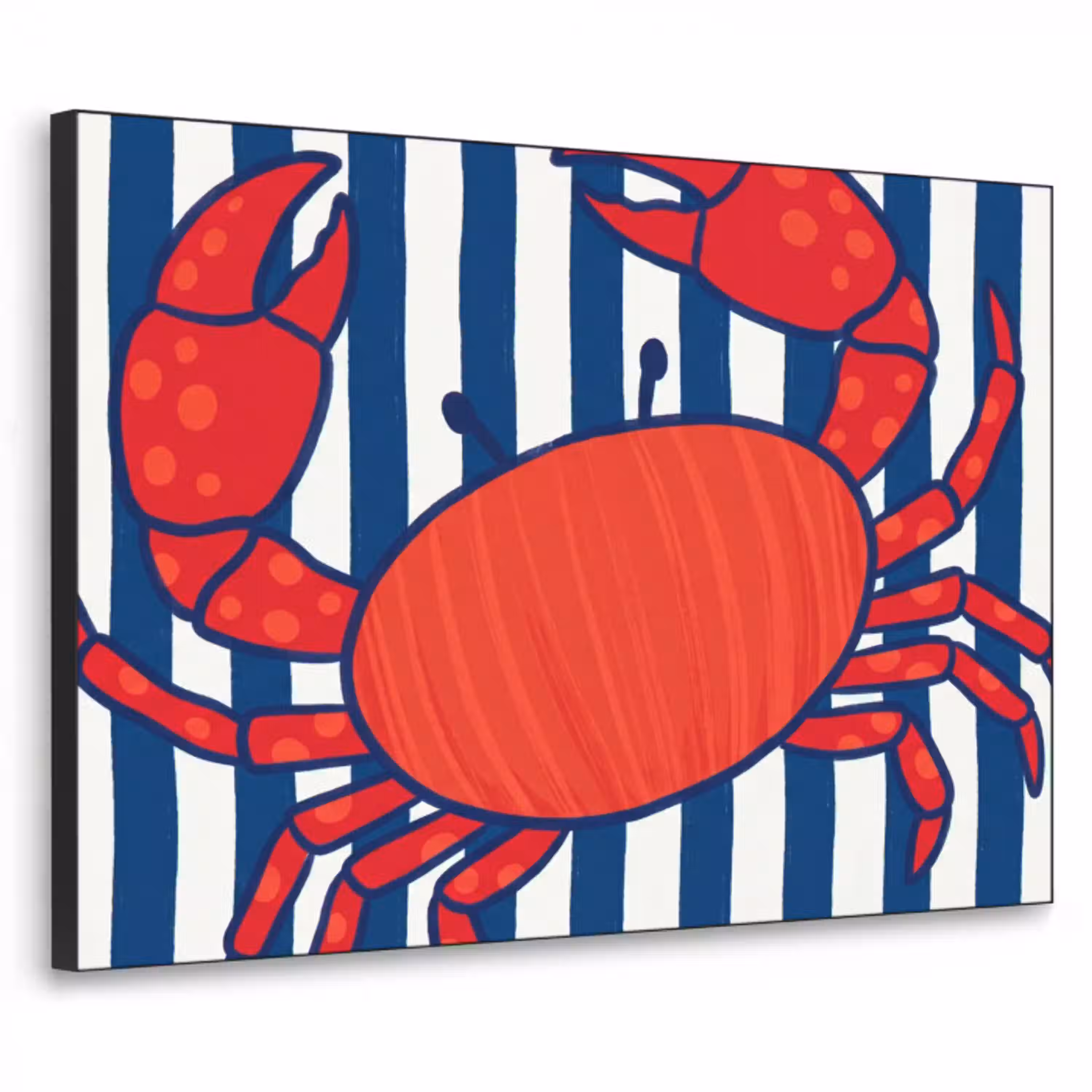 Krab - Strepen - Zeeleven - Illustratie - Rood Textielframe zwart klein -3d
